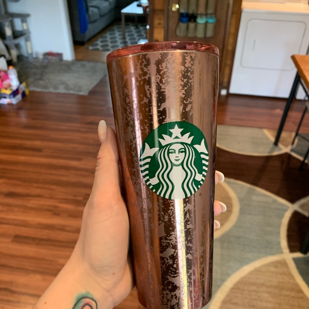 Starbucks speckled rose gold tumbler